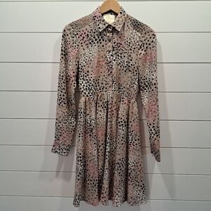 Kate Spade Soiree Polka Dot Long Sleeve Preppy Light Academia Twee Party Dress 0